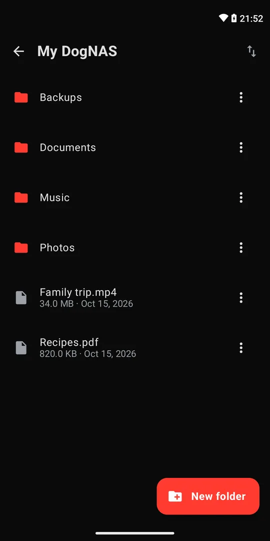 Files in DogNAS Lite