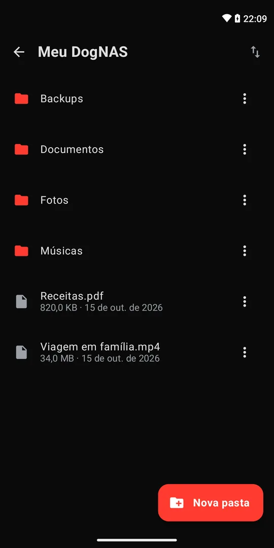 Arquivos no DogNAS Client Lite